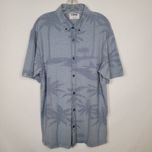 Linksoul Tempus Fugit Shirt Mens L Blue Tropical Button Up Golf Casual Travel